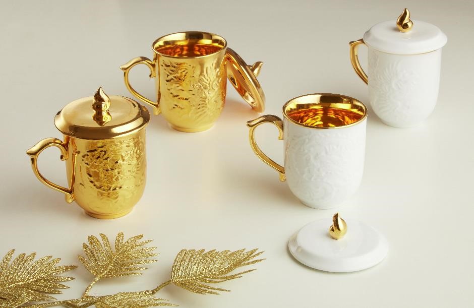 24k Golden Dragon & Phoenix Tea Mugs