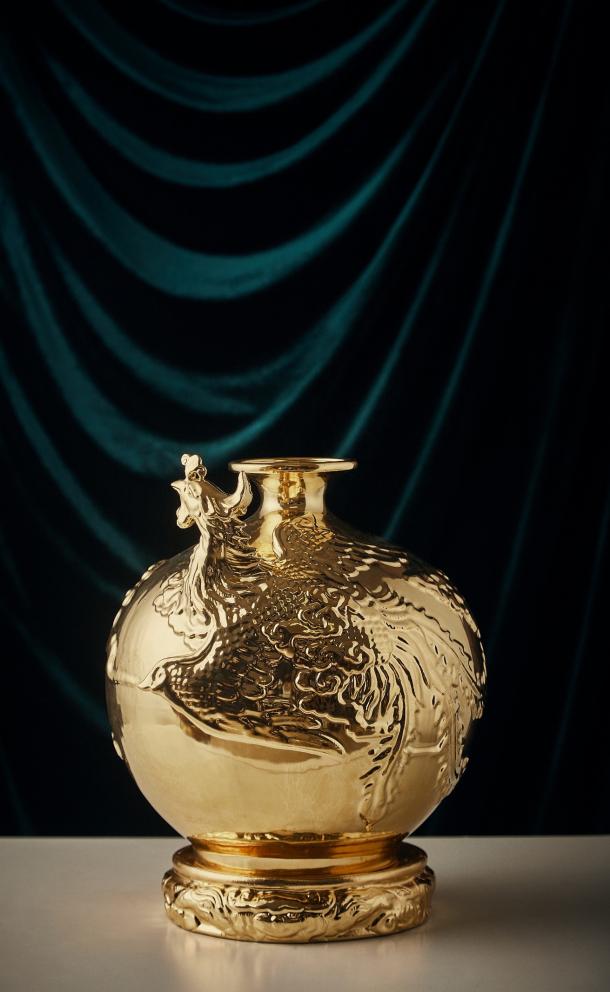 24K Gold Phoenix Vase