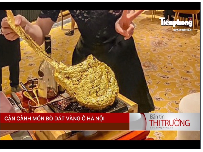 Cận cảnh món "thịt bò dát vàng" ở Hà Nội